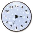 Wall Clock- Blue Dots W/Brown Numbers/Border; 6Mm Thick, 11 Diameter