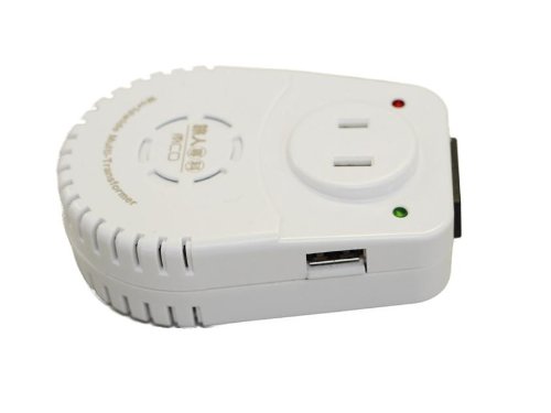 ミヨシ（MCO）海外旅行用薄型変圧器 【全世界対応】【ＵＳＢ充電ポート付】MBT-WDS/WH