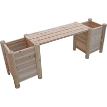 Big Sale Natural Cedar Bench with Side Planters