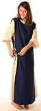 Mittelalter Kleid naturbeige mit Skapulier dunkelblau Baumwoll-Damenkleid L