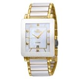 Oniss #ON604-MG7 Men's Prezioso-D White Ceramic Collection Watch with Gold Trim