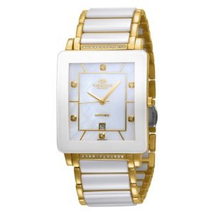Oniss #ON604-MG7 Men's Prezioso-D White Ceramic Collection Watch with Gold Trim
