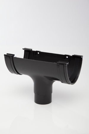 Polypipe Polyflow Deep Capacity [BLACK] RUNNING OUTLET RD505 for 117mmx 75mm PVCu half round deepline guttering systems