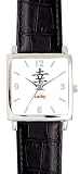 Lucky - Chinese Symbol - WATCHBUDDY® DELUXE SILVER TONE SQUARE CASE WATCH - Black Strap - Large Size (Men's or Jumbo Women's Size)