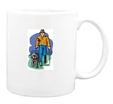 Mug with man, human, body, help, individuals, blind, individual, persons, newfoundland, dogs, cross, humans, people, person, dog, assist, street