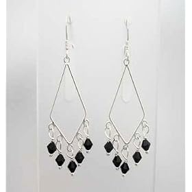 Black Swarovski Crystal Chandelier Dangle Earrings