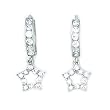 14K White Gold CZ Hollow Star Huggy Earrings
