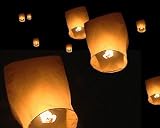 10 x Eco Friendly Sky Lanterns for Christmas, New Years Eve, Chinese New Year, Weddings & Parties (40cms 58cms x 105cms) (White)