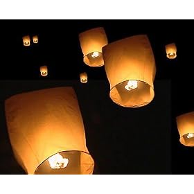 10 x Eco Friendly Sky Lanterns for Christmas, New Years Eve, Chinese New Year, Weddings & Parties (40cms 58cms x 105cms) (White)