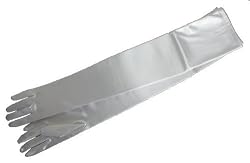 Adult 18" Long White Over the Elbow Length Lycra Satin Gloves