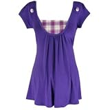 Purple Plaid Maternity Short Sleeve Shirt