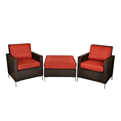 Angelo:HOME Napa Springs Resin Wicker Chair Set In Red Tulip