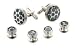 Jewelry : Silver plated white peacock art glass cufflinks and shirt stud formal set with presentation box. Made in the U.S.A