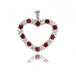Ruby and Diamond Open Heart Pendant in 14 Karat White Gold