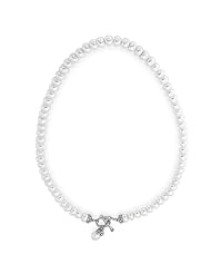 Bling Jewelry Bali Freshwater White Pearl Stelring Toggle Bridal Clasp Necklace