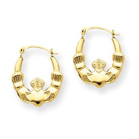 14k Gold Claddagh Hoop Earrings