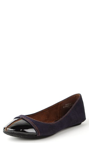 Quintus87 Patent Toe Colored Stitch Flats NAVY