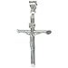 Sterling Silver Crucifix Pendant ( Jesus Christ on Tubular Cross ), 1 5/8 in. (41mm) tall, w/ 18 in. Thin Box Chain