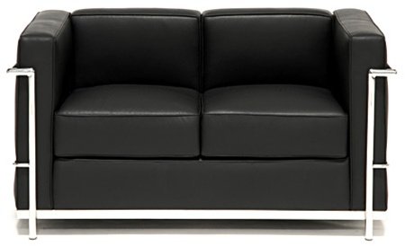 Le Corbusier LC2 Petite Loveseat in Genuine Black 