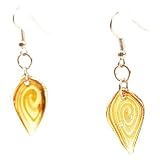 Review The Tribeca Gift Company  / Glass Leaf Earring Silver & Yellow Swirl