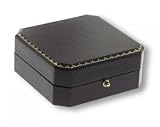 Black Fancy Ring Box with Gold Accents - Fits Any Ring