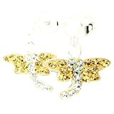 Beautiful Citron/yellow Crystal Stone Enamel Dragonfly 925 Sterling Silver Post/stud with Hanging Dragonfly Earrings