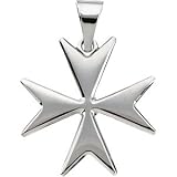 14K White Gold Maltese Cross Pendant