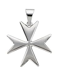 Maltese Cross Pendant 14K White Gold 18.00 mm