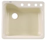 American Standard 7172.804.021 Silhouette 25-Inch Americast Single Bowl Four-Hole Kitchen Sink, Bone
