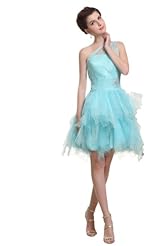 Satin/Tulle Sheer Jeweled One Shoulder Party Dress 