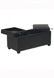 Metro Storage Ottoman with Dual Cushions and Trays (Mocha Brown Faux Leather) (42.00W x 18.00H x 20.00D)