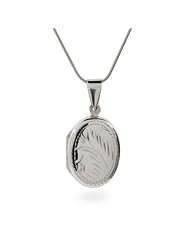Petite Sterling Silver Oval Etched Locket