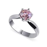 Round Solitaire Pink Topaz Cubic Zirconia Band Sterling Silver Ring Size 5 to 9