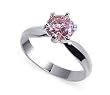 Round Solitaire Pink Topaz Cubic Zirconia Band Sterling Silver Ring Size 5 to 9