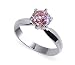 Round Solitaire Pink Topaz Cubic Zirconia Band Sterling Silver Ring Size 5 to 10
