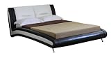 Designbett Polsterbett Leder inkl. Lattenrost 180x200 cm schwarz/weiss
