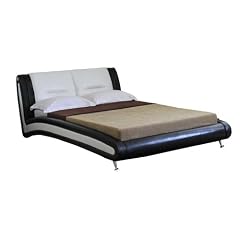 Designbett Polsterbett Leder inkl. Lattenrost 180x200 cm schwarz/weiss