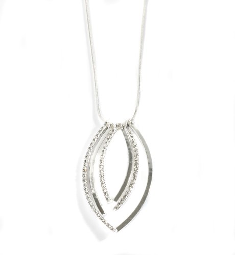 Curved Design Diament? Pendant Necklace