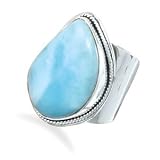 Freeform Larimar Ring in Sterling Silver