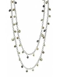 Sterling Silver chaing with 7-11mm multicolor freshwater pearls, 60"
