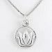 Round Cut Out Lotus Flower Pendant in Sterling Silver on 16" Rhodium and Sterling Box Chain, #8454