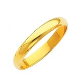 14K Yellow Gold 2mm Plain Wedding Band Ring for Men & Women - Size 9