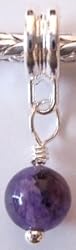 Silver Plated Charm Dangle Fits Pandora Bead Pendant With Glass Purple Stone (1)