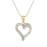 18k Yellow Gold Plated Sterling Silver and Diamond Accent Open Heart Pendant, 18