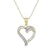 18k Yellow Gold Plated Sterling Silver and Diamond Accent Open Heart Pendant, 18