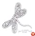 Sterling Silver 27x31mm Dragonfly With Filigree Wings Curved Body Pin