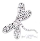 Sterling Silver 27x31mm Dragonfly With Filigree Wings Curved Body Pin
