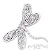 Jewelry : Sterling Silver 27x31mm Dragonfly With Filigree Wings Curved Body Pin