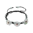 Orion's Belt Woven Silk Adjustable Thread Bracelet w. 3 Dainty Jade Flowers and Decorative Jade Beads