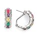 SILVER MULTI COLOR CZ OMEGA CLIP EARRINGS